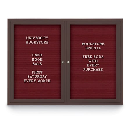 United Visual Products Indoor Enclosed Combo Board, 42"x32", Brnz Frame/Burgundy & Medium Grey UVCB4232BZ-BURGUN-MEDGRY